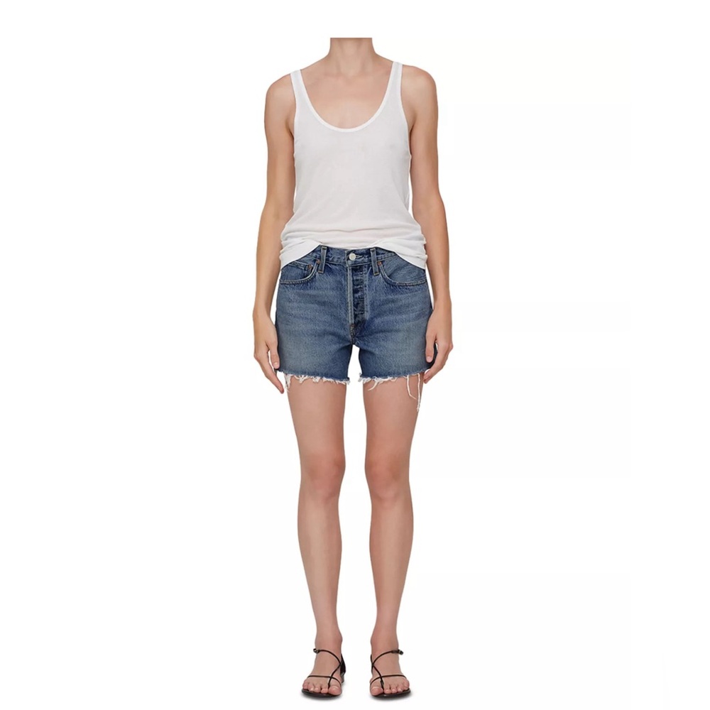 Agolde Blue Denim Cutoff Shorts